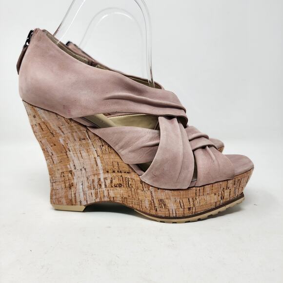 Lisa for Donald J. Pliner Platform Wedge Sameh Leather Back Zip Women Mauve 8.5M - Picture 2 of 15
